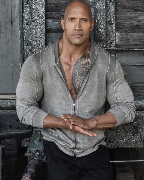 Dwayne Rock Johnson in Grey Sweat Shirt